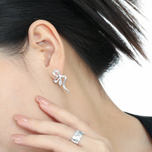 CZ Snake Design Dangling Earrings in 925 Sterling Silver