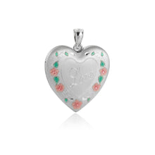 Beautiful Red Flowers Green Leaves 925 Sterling Silver Locket