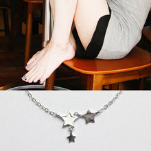 White Rose Enamel Star 925 Sterling Silver Anklet