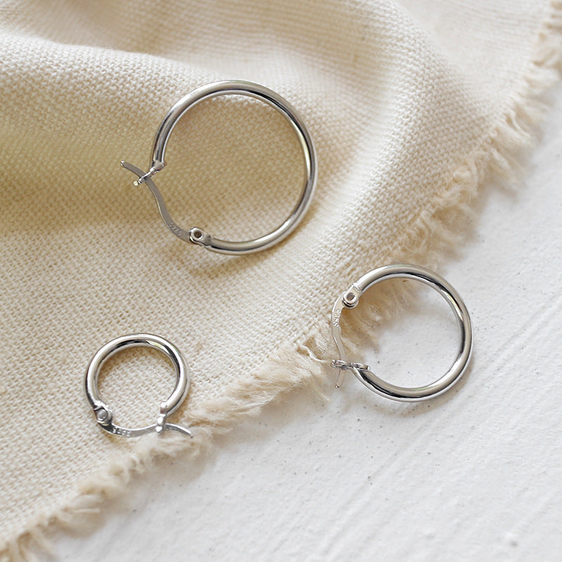 Personalized Geometric Hollow Circular Rings S925 Silver Earrings