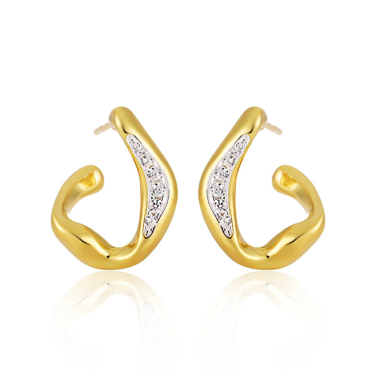 Casual Micro Setting CZ Irregular Circle Hoop Earrings