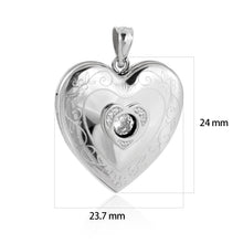 Hollow CZ Heart Flower Branch 925 Sterling Silver Locket Necklace