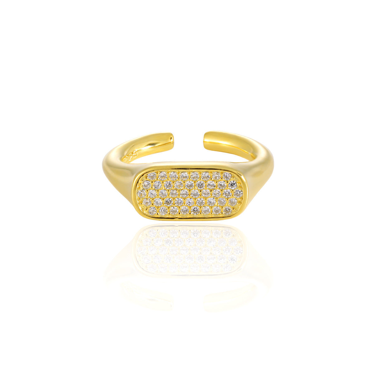 Adjustable Geometry Irregular Rectangle CZ Ring in 925 Sterling Silver