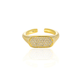 Adjustable Geometry Irregular Rectangle CZ Ring in 925 Sterling Silver