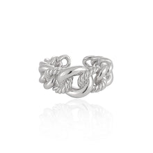 Adjustable Fashion Hollow Twisted Curb Chain Ring - 925 Sterling Silver