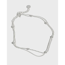 S925 Pure Silver Double Layered Bead Chain Ankle Bracelet