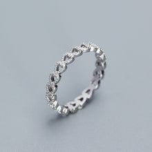 925 Sterling Silver Anniversary Hollow Love Heart Ring