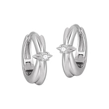 Graduation CZ Shining Star 925 Silver Hoop Earrings