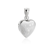 Cute Children Footprint Heart 925 Sterling Silver Locket Pendant