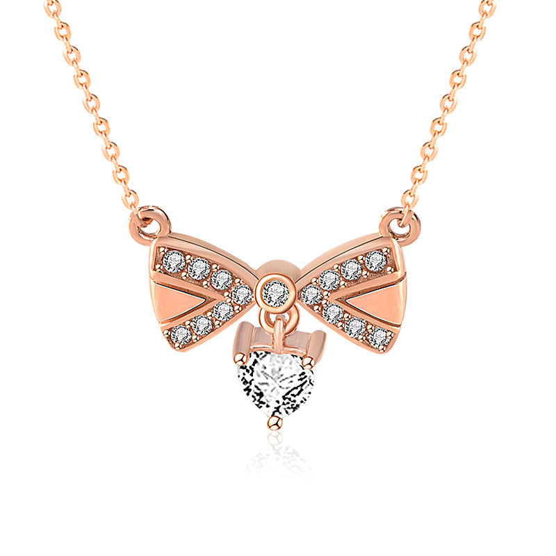 Sweet CZ Bowknot 925 Sterling Silver Necklace
