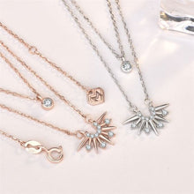 Double Layer CZ Sun Necklace in 925 Sterling Silver