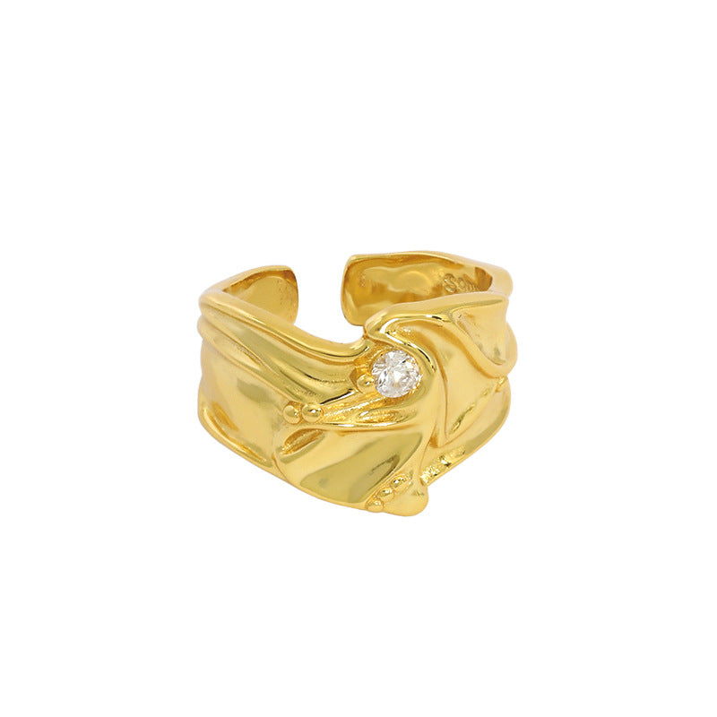 CZ Flowing River 925 Sterling Silver Adjustable Ring