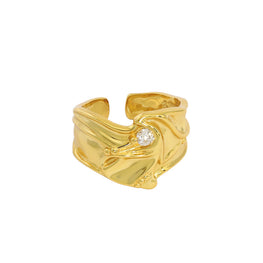 CZ Flowing River 925 Sterling Silver Adjustable Ring