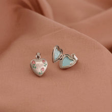 Red Rose Flower Heart 925 Sterling Silver Locket Necklace