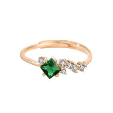 Classic Green CZ Rhombus Adjustable Ring in 925 Sterling Silver