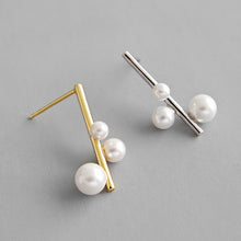 Wedding Shell Pearls Chandelier 925 Sterling Silver Stud Earrings