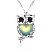 Natural Moonstone Owl Necklace in 925 Sterling Silver