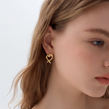 Honey Moon Hollow Heart 999 Sterling Silver Stud Earrings