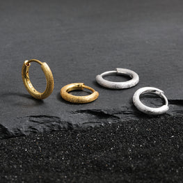 Simple Frosted 925 Sterling Silver Hoop Earring (Single)