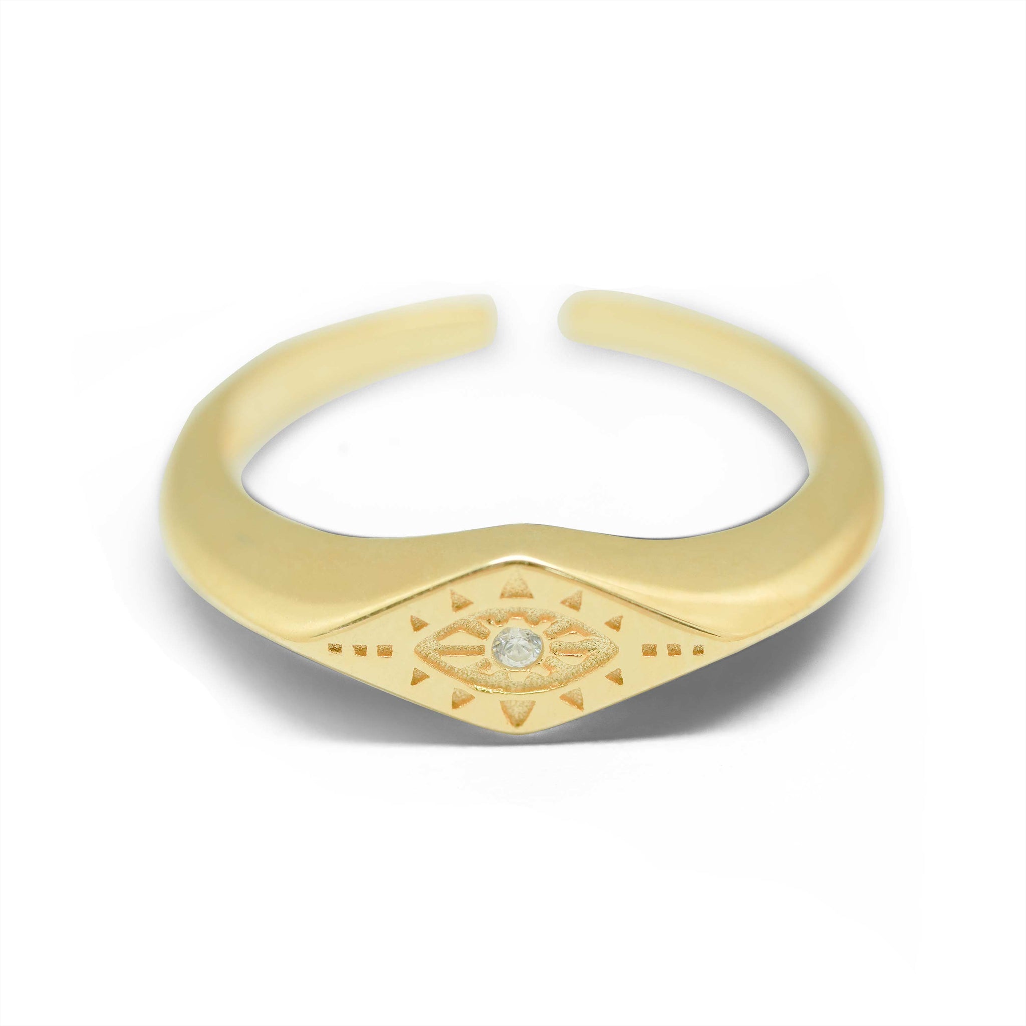 Zircon-Encrusted God's Eye & Six Pointed Star Sterling Silver Ring