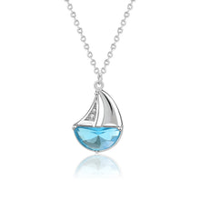 Casual Blue CZ Sailboat Necklace in 925 Sterling Silver