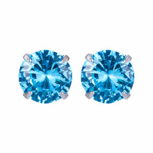 Simple CZ White 925 Sterling Silver Round Stud Earrings