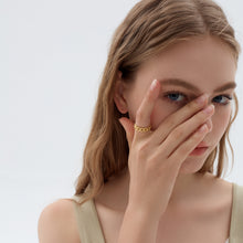 Hollow Curb Chain 925 Sterling Silver & Yellow Gold Ring