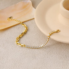 Simple Hollow Chain CZ Montage 925 Sterling Silver Bracelet