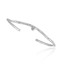 Simple Irregular CZ Wave 925 Sterling Silver Open Bangle