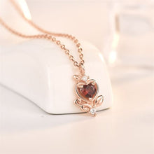 Elegant 925 Sterling Silver Natural Garnet Heart Necklace