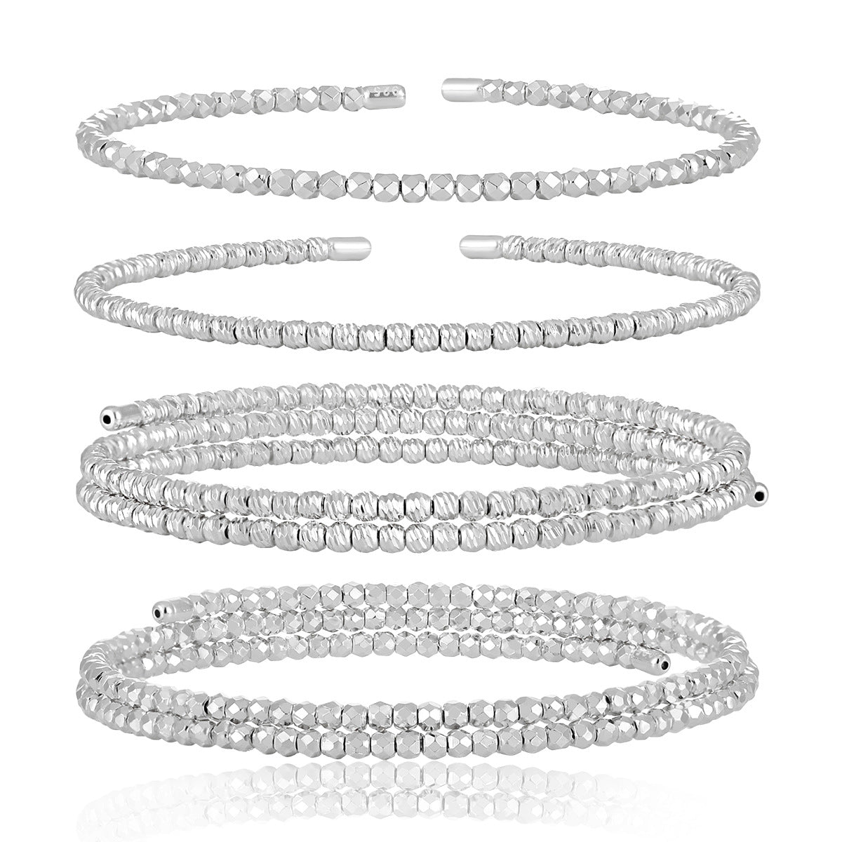 Irregular Geometry Open Bangle in 925 Sterling Silver