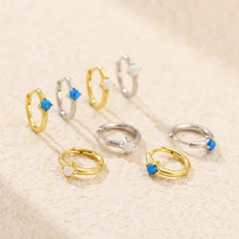 Graduation Simple Round Natural Opal 925 Sterling Silver Hoop Earrings