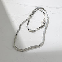 S925 Pure Silver Minimalist Rectangular Tube Necklace