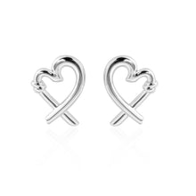 Honey Moon Hollow Heart 999 Sterling Silver Stud Earrings