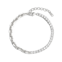 Simple Hollow Chain CZ Montage 925 Sterling Silver Bracelet
