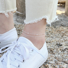 S925 Pure Silver Double Layered Bead Chain Ankle Bracelet