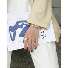 Adjustable 925 Sterling Silver Wide Double Layer Hollow Cross Ring