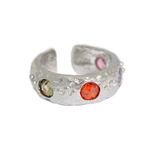 Colorful CZ 925 Sterling Silver Adjustable Ring