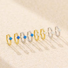 Graduation Simple Round Natural Opal 925 Sterling Silver Hoop Earrings