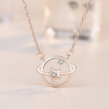 Lady Hollow CZ Star Planet Necklace - 925 Sterling Silver