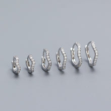 Mini CZ Irregular Wave 925 Sterling Silver Hoop Earrings