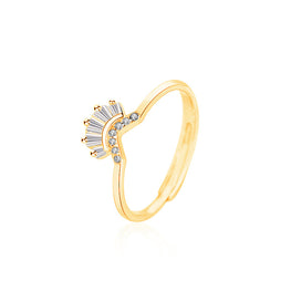 Modern CZ V Shape Crown Adjustable Ring in 925 Sterling Silver