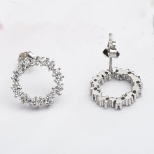 Circle of Ocean Sea White/Rose Micro Setting Silver Stud Earrings