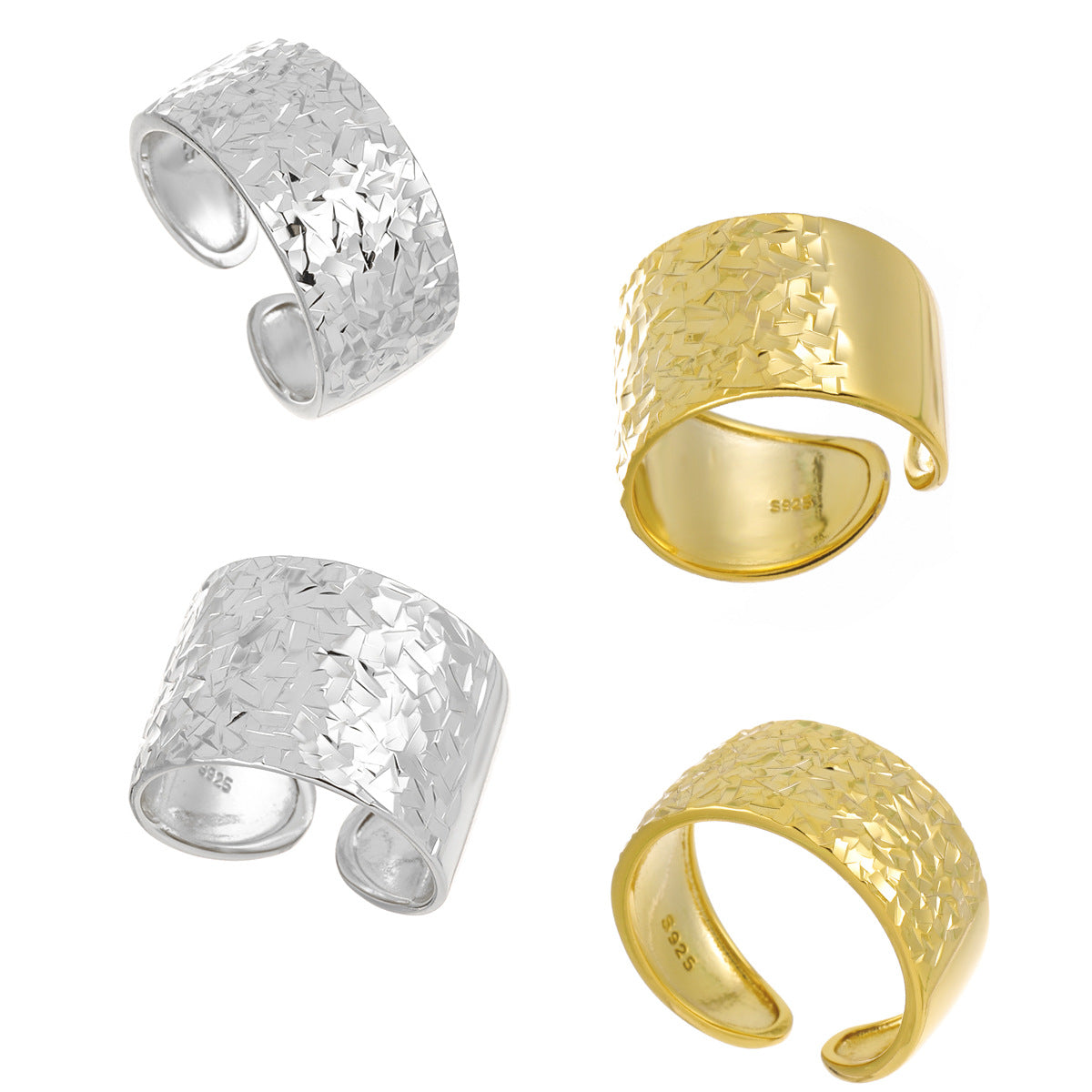 Adjustable 925 Sterling Silver Fashion Hammered Ring