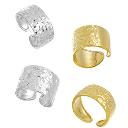 Adjustable 925 Sterling Silver Fashion Hammered Ring