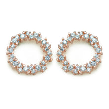 Circle of Ocean Sea White/Rose Micro Setting Silver Stud Earrings