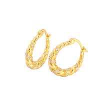 Office Twisted 925 Sterling Silver Hoop Earrings with Zirconia