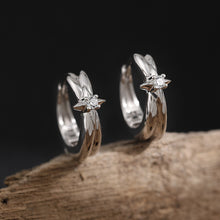 Graduation CZ Shining Star 925 Silver Hoop Earrings