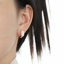 Geometry Irregular Rectangle Micro Setting CZ Sterling Silver Hoop Earrings