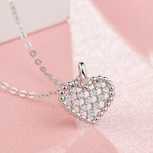 Honey Moon Hollow CZ Heart Necklace in 925 Sterling Silver